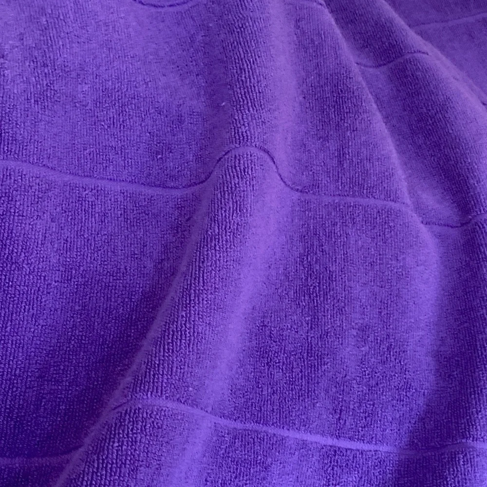 Purple Terry Cotton Towel with Tassels Hand Crafted 38 x 70 Mardi Gras Purple